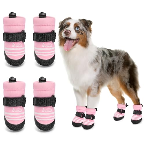 SlowTon Dog Shoes for Medium Large Dogs - Water Resistant Anti-Sl...