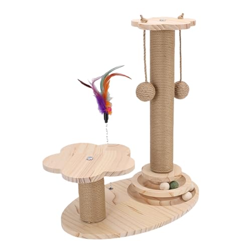 Rascador para gatos torre con base de madera sólida 46 cm miniatura 2