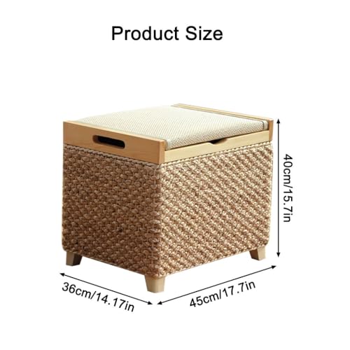 Taburete de almacenamiento de mimbre en cubo para hogar 3
