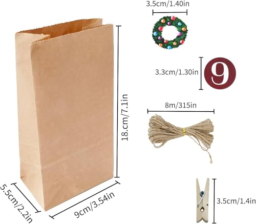 AUXHCYL Adventskalender zum Befüllen Tüten, 2025 Weihnachtskalender Selber Machen, 24 Pcs DIY Adventstüten zum Befüllen, Adventkalender Selber Basteln für Kinder & Erwachsene