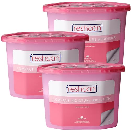 Image of CILICAnT freshcant Compact Moisture Absorber By Refresh Every Place, Dehumidifier For Wardrobe /Closets, Storage Compartment, Kitchen, Cupboard, Almirah, Shoe Rack, Bathroom, (Rose pack of 3),Granule