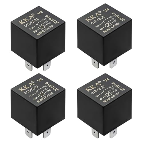 Relés de automóvil KPEOY 5 pines, 40A 12V, paquete de 4, relé de arranque impermeable, reemplazo para motores eléctricos y luces traseras de vehículo miniatura 1