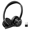Gixxted (2025 Upgraded) Wireless Headset with Mic for Work, Bluetooth Headset with Noise Canceling Microphone, Wireless On Ear Headphones with USB Dongle and Mute Mic for Computer