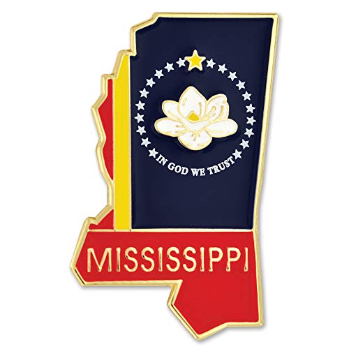 PinMart Mississippi Shape Flag Lapel Pin â€“ Complete United States of America Pin Set â€“ Gold Plated Enamel US State Shirt Pins â€“ Great Commemorative/Promotional Gift -25 Pack