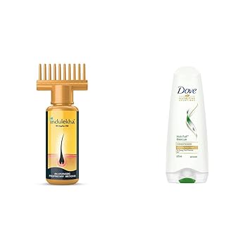 Indulekha Bhringa Hair Oil, 100ml And Dove Hair Fall Rescue Conditioner, 180ml