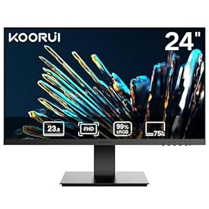 KOORUI 24 Inch FHD Monitor, Ultra-slim Bezels, 75Hz, VA Display, 5ms, Low Blue Light, 75 x 75 mm VESA Mountable, Adjustable Tilt, Black (1920 x 1080, HDMI/VGA)