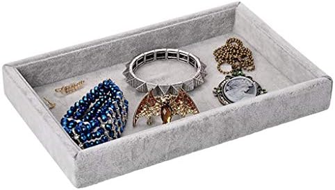 Mogokoyo Velvet Jewelry Display Tray Elegant Watches Organizer Box, Rings Earrings Bracelets Necklaces Storage Holder(Gray)