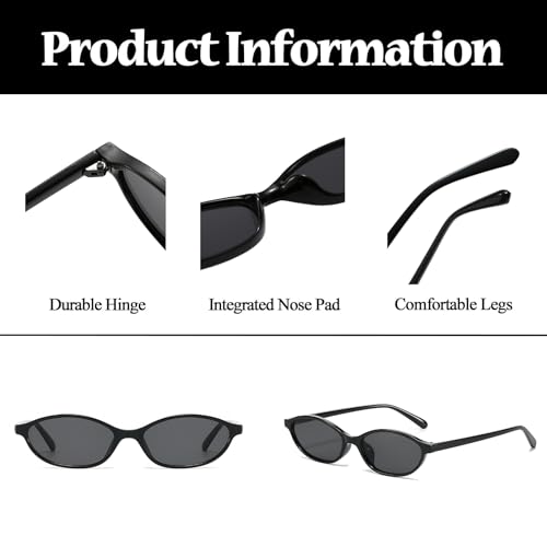 LJCZKA Retro Oval Cat Eye Sunglasses for Women 90s Trendy Small Frame Sunnies Vintage Cateye y2k Shades UV400 Protection4