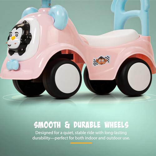 Image of Snappy Baby Ride on Cars for Kids | Indoor Push Ride on Car with Safety Backrest & Toy Storage | Portable Kid Cars with Music & Horn | Outdoor Rider car for Kids 1 to 3 Years (Pink)