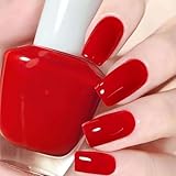 Breathable Quick Dry Red Nail Polish, 13ml Water-Based Nail Varnish - Long Lasting, No UV Lamp Needed, Chip Resistant, Bright Burgundy Red for Women & Girls