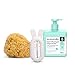 SUAVINEX 307293 Pack Aseo higiene Bebé Termómetro Baño + Esponja Natural Grade + Gel-Champú Espumoso 500ml, 3 productos, Gris/ Beige