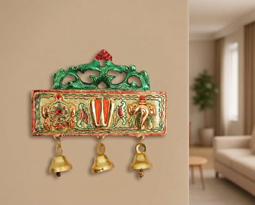 Image of KridayKraft Tirupati Door Hanging Shankh Chakra Namah Latkan Meenkari Decorative for Home,Office & Room,Also Gift for House Warming