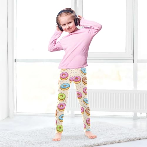 Wusikd Doughnuts Girls' Leggings Toddler Doodles Kids Yoga Pants Dance Active Tights 4T4