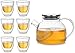 YANRUI Théière Teapot Stemless Verres à vin à haute température résistant bouteille en verre d'eau à double isolation Teacup soufflé à la bouche Teapot fils en acier inoxydable Filtre à micro-ondes et