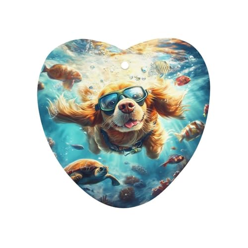 Retriever Dog Undersea Diving Car Air Freshener Hanging Aromatherapy Tablets for Car Accessories Love form