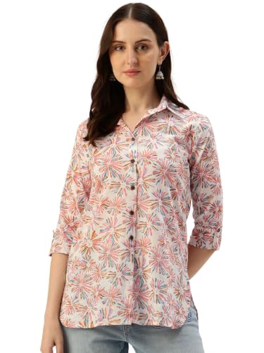 Image of feranoid Classic Collared Cotton Shirt with 3 /4 Sleeve for a Timeless Casual Look
