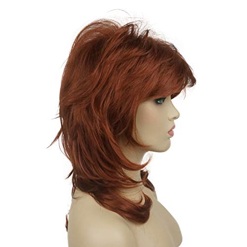 Lydell Long Soft Shaggy Layered Wigs Classic Cap Full Synthetic Wigs (130 Copper Red) #TOP3