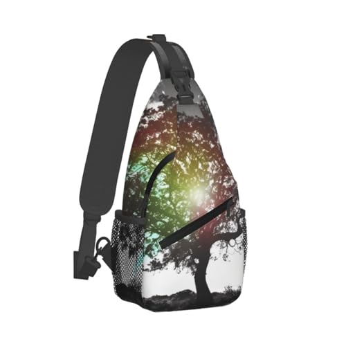 Sac à bandoulière motif arbre pour randonnée et voyage léger
