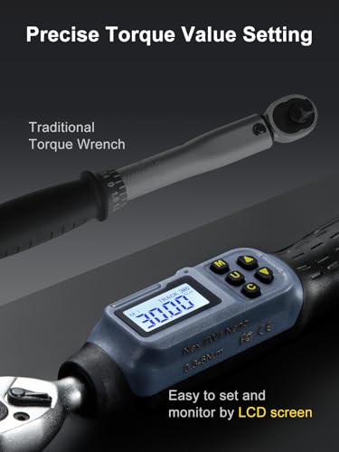 Image of GROWNEER Digital Torque Wrench, 1.1-22.1 Ft-lbs /1.5-30 Nm, 1 /4'' Drive Inch Pound Torque Wrench with Buzzer & LED Indicator, Electronic Wrench Set with Bits & Sockets for Gunsmithing Bike Motorcycle