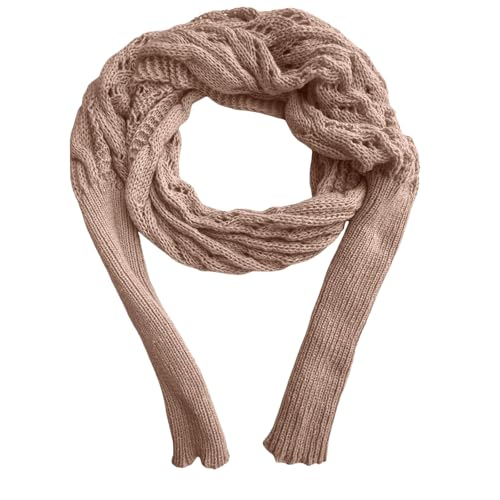 Scarf with Sleeves for Women,Knitted Cable Wrap,Sweater Scarf with Sleeves,Cozy Multifunctional Sleeve Wrap Scarf4