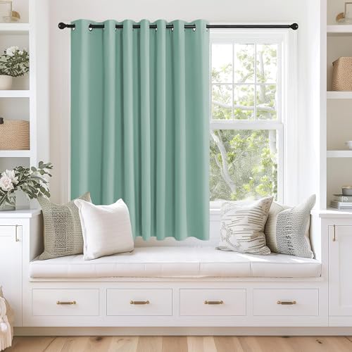 NICETOWN Blackout Curtains 63 inches Long for Living Room Bedroom, Grommet Thermal Insulated Room Divider Drape Window Treatment for Sliding Patio Door, W100 x L63, 1 Panel, Aqua Blue
