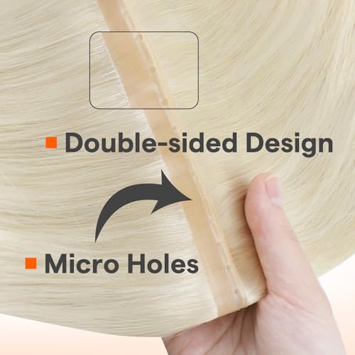 Image of Full Shine Butterfly Weft Hair Extensions 20 Inch 100G Platinum Blonde | Invisible Pu Hole Weft Extensions, Genius Weft, Straight Hair Extensions, Add Length, Date Night Styling