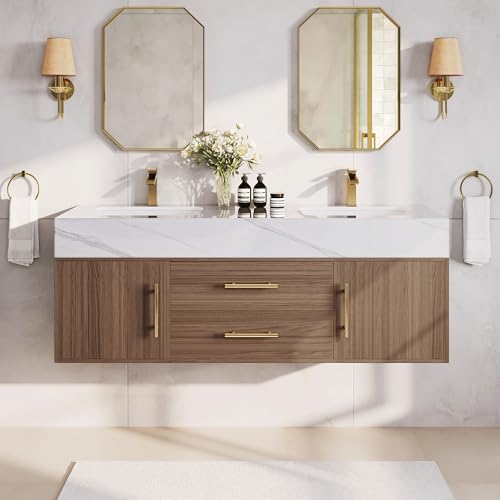 homary 60 inch Floating Bathroom Vanity with Double Sink, Modern