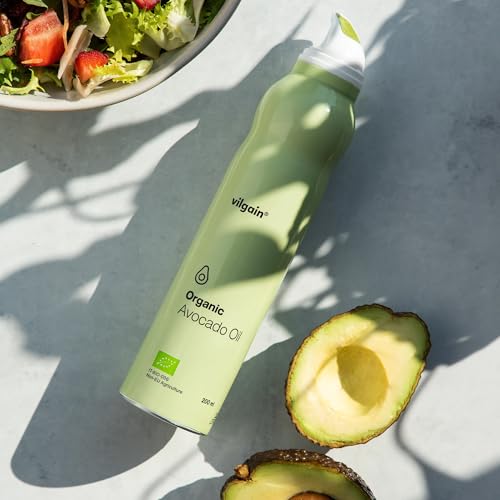 Foto von Vilgain Organic Avocado Oil Spray (200 ml) Bio Avocadoöl Spray 100% Reines Kaltgepresstes Speiseöl Ohne Treibgas, Vielseitiges Kochspray Zum Braten, Backen, Grillen, Reich An Ungesättigten Fettsäuren