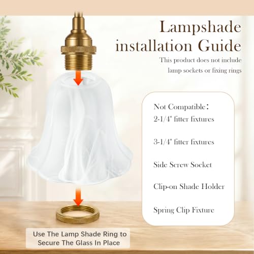Image of Teenyyou 6 Pcs Marble Flower Bell Shaped Glass Lamp Shade Replacement