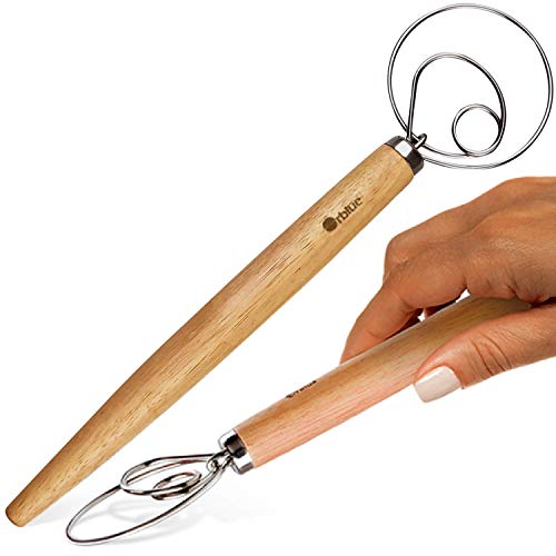Orblue Deense Deeggarde - Groot - Nederlandse Deeggarde Handmixer voor Brood, Koekjes, Dumplins of Pizzadeeg - Beste Vervanging voor een Mixer en Blender - Bak Gereedschap Ambachtelijke Blender - 2-Stuk