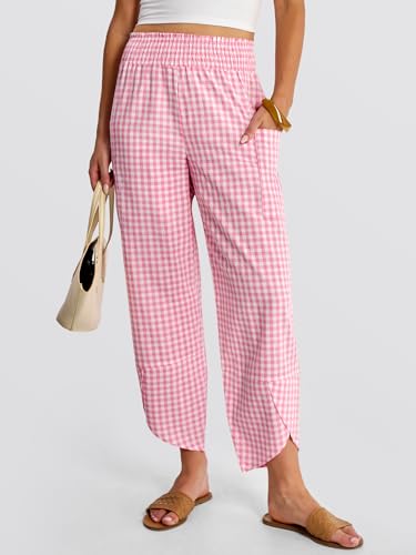 Image of ANRABESS Womens Wide Leg Palazzo Capri Pants 2026 Summer Casual High Waisted Barrel Lounge Flowy Cropped Beach Work Trousers
