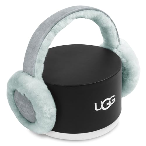 Image of UGG Kids Earmuff with Plush Sheepskin Comfort, Snug Fit Headband - Minimalist Embroidered Logo - Warm Cold Weather Wear, Grey Mist, One Size