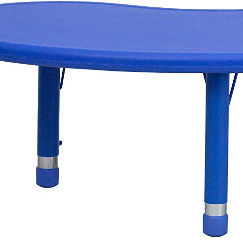 Emma + Oliver 35X65 Half-Moon Blue Plastic Height Adjustable Activity Table #TOP6