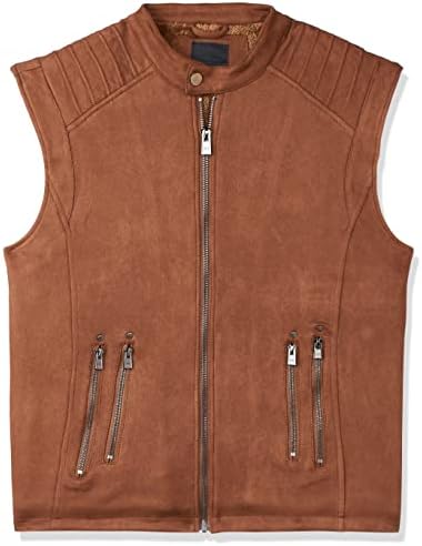 Suede Biker Style Sleevless Vest With 