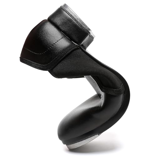 Child Tap Shoes Leather Tap Dance Shoes Non-Slip Jazz Shoes for Girls Boys,Black3