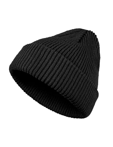 Kiiwah Gorro Invierno Niño Niña, Cálido Elástico Gorro de Punto Bebé(Negro)