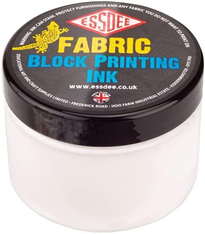 Essdee Fabric Block Printing Ink Primary Colours Set of 5, Black, Blue, White, Yellow and Red, 150ml x5