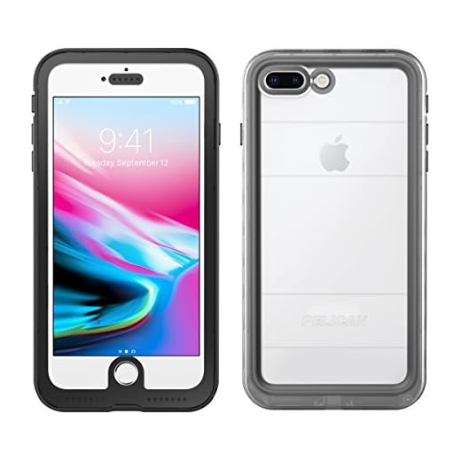 iPhone 8 Plus Case | Pelican Marine Waterproof Case - fits iPhone 8 Plus and 7 Plus (Clear/Black)