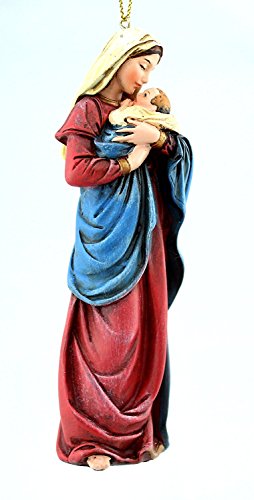 Gifts of Faith 5-inch Mother's Kiss Mary Statue Ornament Figure with Infant Baby Jesus (PC289)