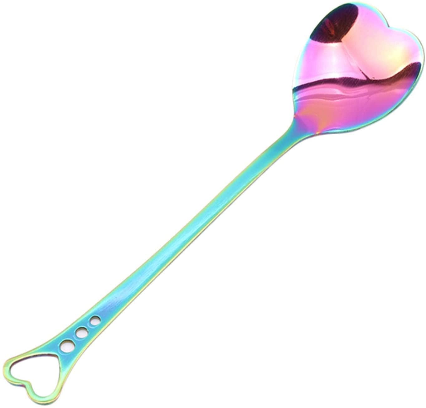 Cucchiaio 1 PC Cucchiaio in Acciaio Inox a Forma di Cuore Cucchiaino da tè cucchiaino Cucchiaio Posate(Colorful)