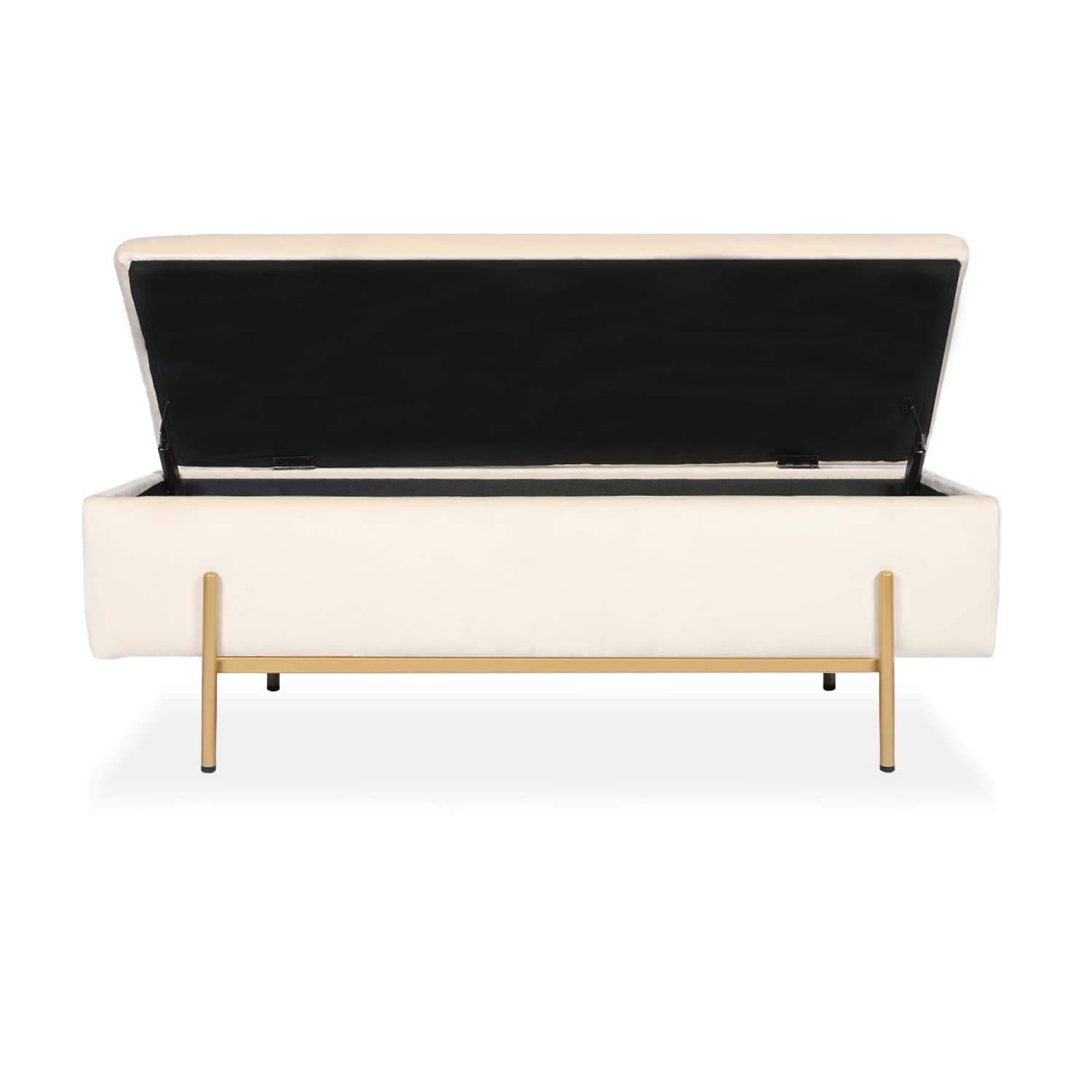 INTENSE DECO Banquette Coffre Olivia Velours Beige Pieds doré