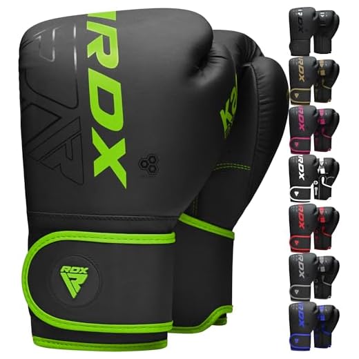 RDX Kinder Boxhandschuhe für Muay Thai Kickboxen Sparring, Maya Hide Leder Kara Junior Boxing Gloves, Sandsack Boxsack Punchinghandschuhe, Kickboxhandschuhe MMA Kampfsport Training Schwarz 6oz
