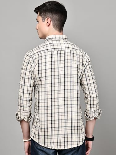 Image of Majestic Man Stylish Slim Fit Cotton Spread Collar Checked Casual Shirt for Men