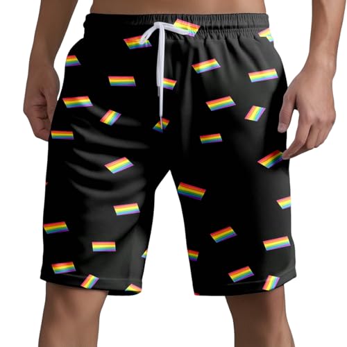 Pantalones cortos de ocio para hombre de verano LGBTQ con cordón, multicolor, pantalones cortos Gay Pride Rainbow Fitness Pantalones de fitness holgados Pantalones de playa arco iris pantalones de