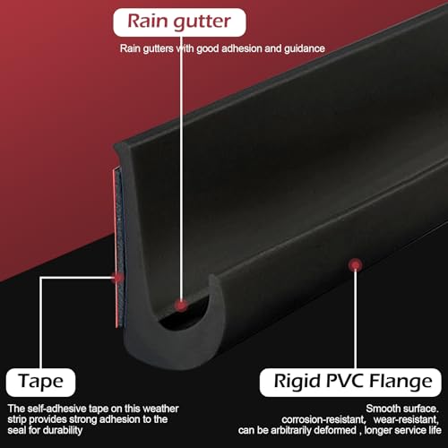 Miniatura 4 de Inscrip Canalones De Lluvia J Shape Rv, Pvc, Negro, 20m, 23mm, Para Vehículos, Caravanas, Barcos Y Techos