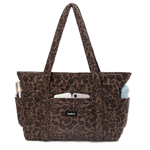 Bolso tote acolchado con estampado de leopardo para mujer miniatura 1