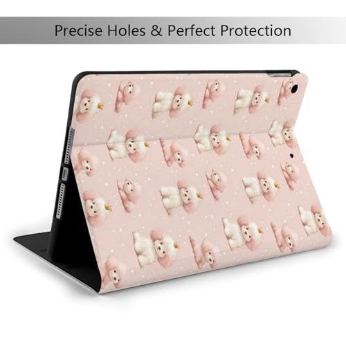 Étui compatible avec iPad 9e/8e/7e génération anti-rayure avec support rigide folio chiot rose