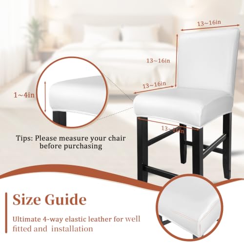 Image of PU Leather Bar Stool Covers with Backs Waterproof Bar Stool Chair Covers