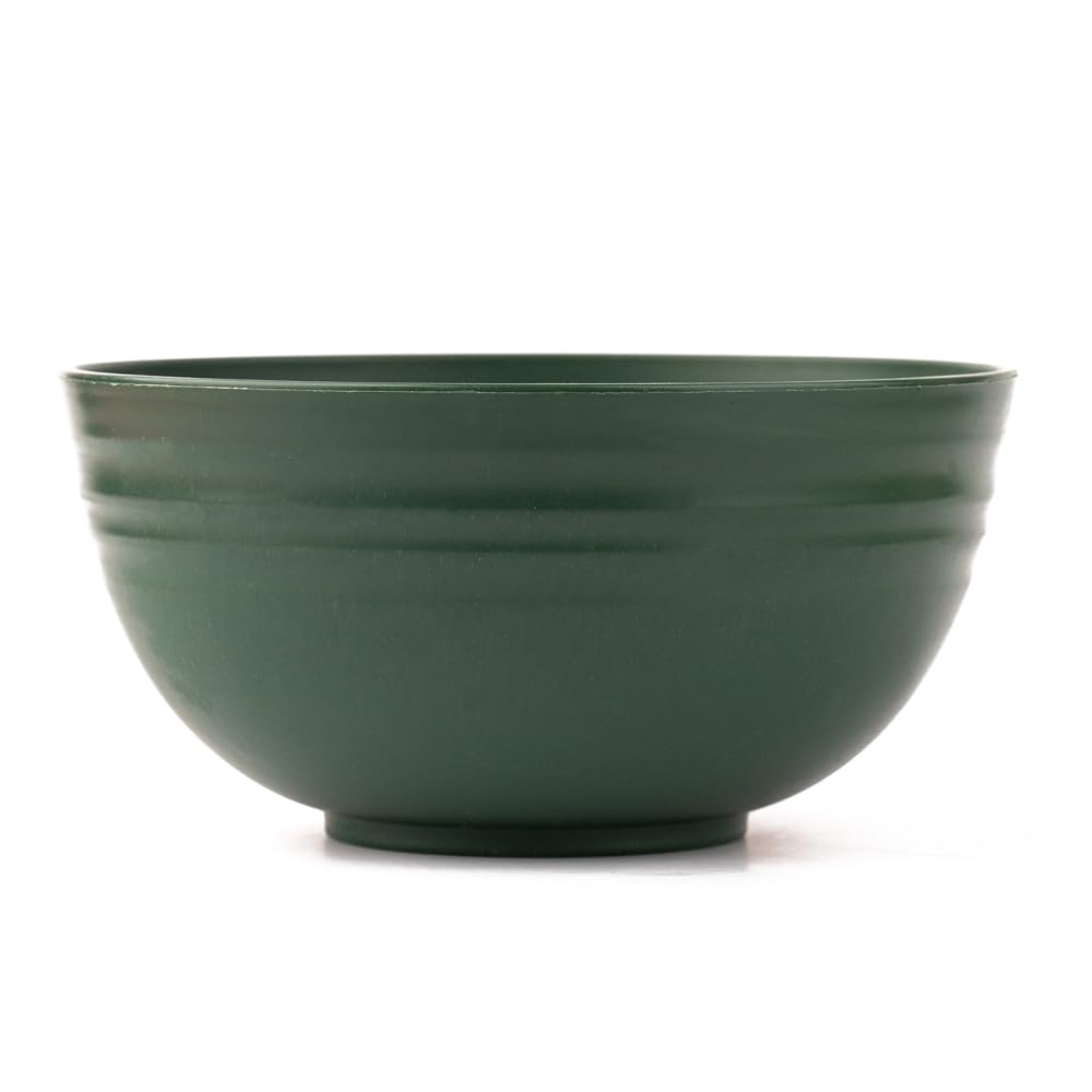 Irida Naturals Wheat Straw 6" Serving Bowl Set | Eco-Friendly, Lightweight & Unbreakable Microwave Safe Bowl Set | Bamboo Fiber Snacks Serving Bowls for Kids & Adults, 800ml Pack 1, (Forest Green)