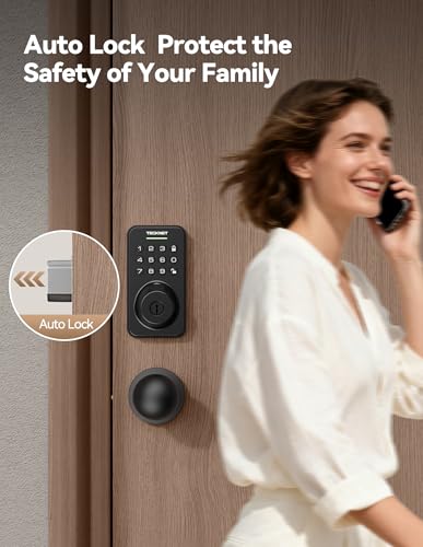 Keyless Entry Door Lock with Handle, Fingerprint Keypad Deadbolt with Handle Set, Smart Door Locks for Front Door with App Control, Auto-Lock, One-Time Code, Easy to Install — view 4
